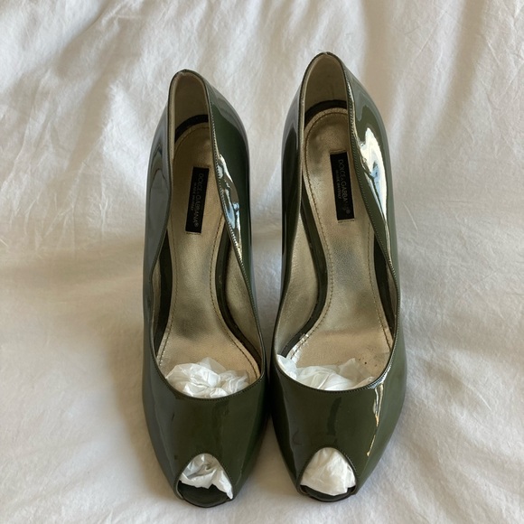 Dolce & Gabbana Shoes - Dolce & Gabbana Green Patent Leather Heels